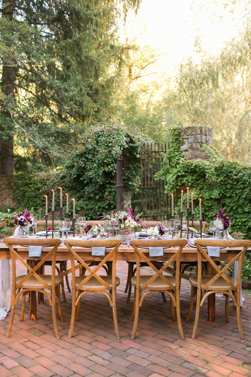 Outdoor wedding reception at Holly Hedge Estate in New Hope PA designed by Arielle Fera Events