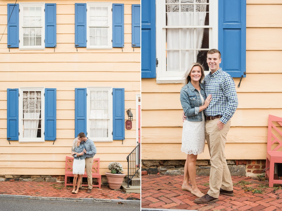 fall engagement photos on Cornhill Street annapolis