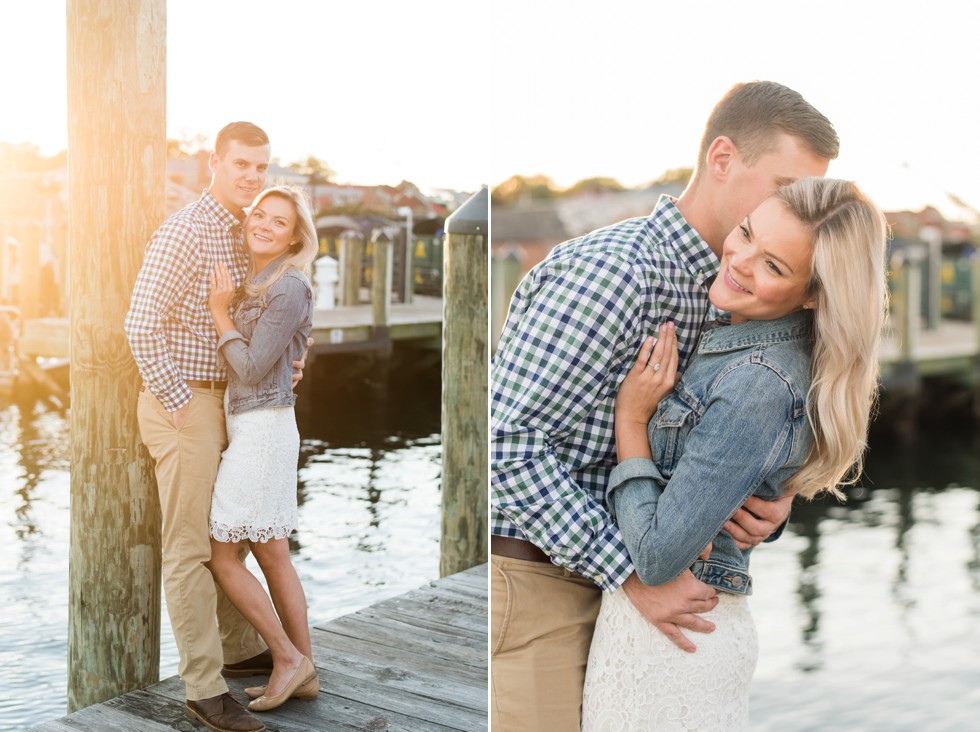 fall sunset engagement session on the docks of Annapolis