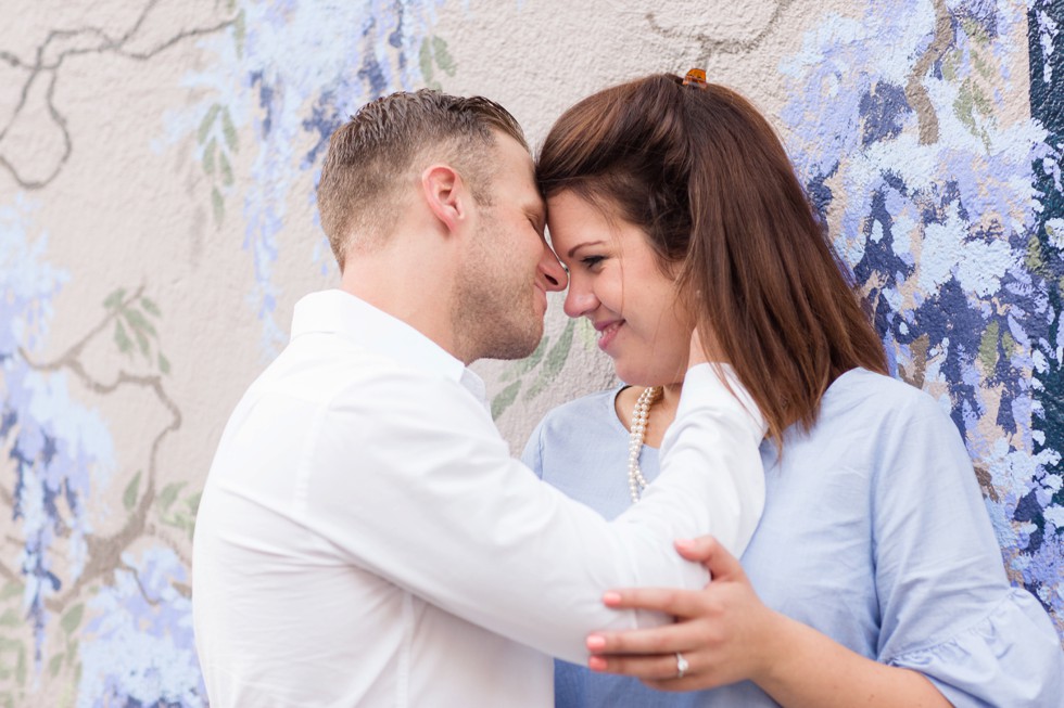 Engaged couple on Annapolis Mural