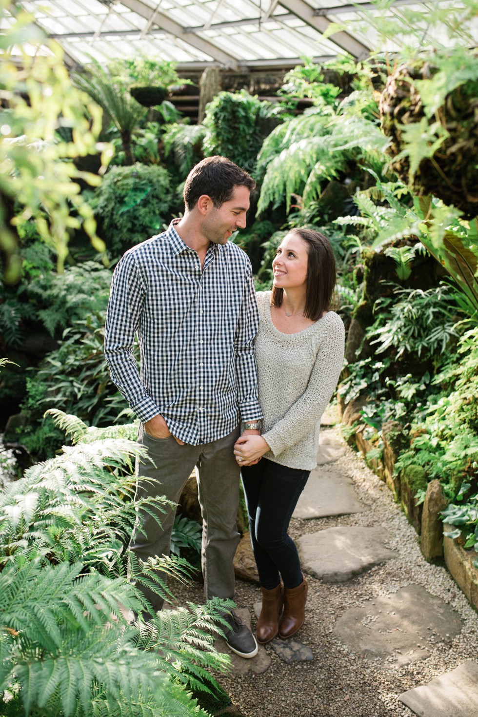 engagement photos in Greenhouse at Morris Arboretum