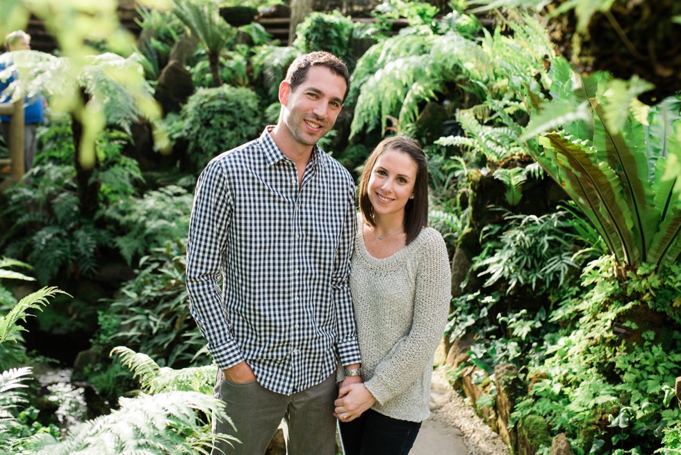 engagement photos in Greenhouse at Morris Arboretum