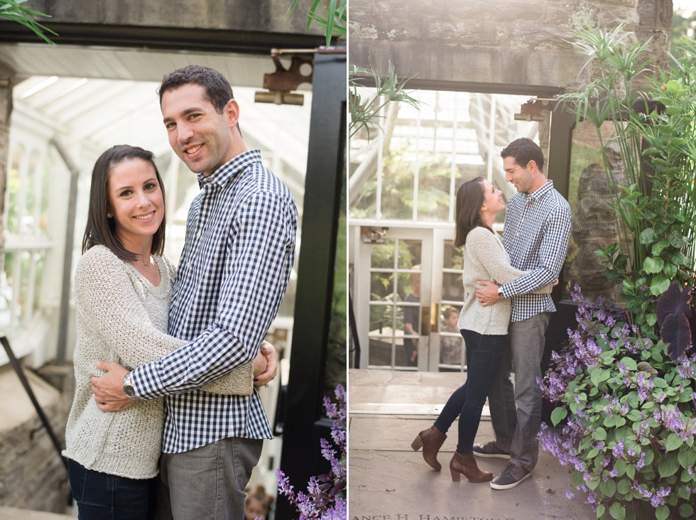 engagement photos in Greenhouse at Morris Arboretum