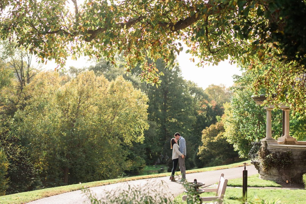 engagement photos at Morris Arboretum