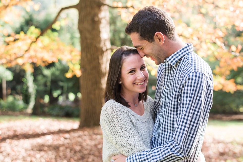 engagement photos during that fall at Morris Arboretum