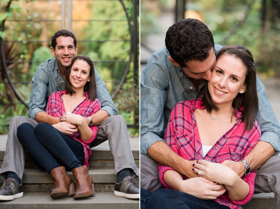 engagement photos at Pennock Flower Walk in Morris Arboretum