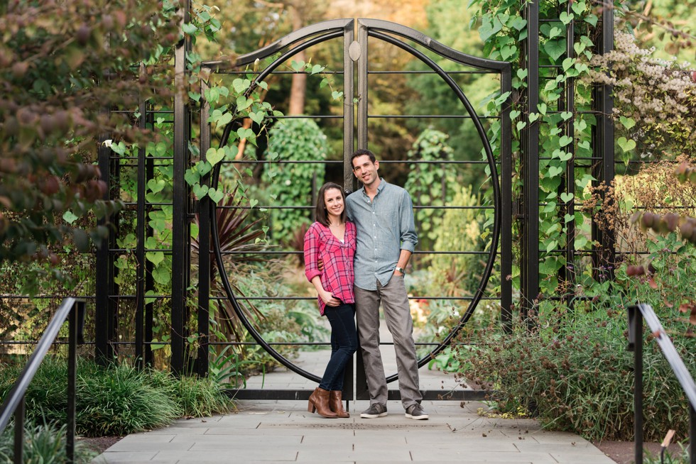 engagement photos at Pennock Flower Walk in Morris Arboretum