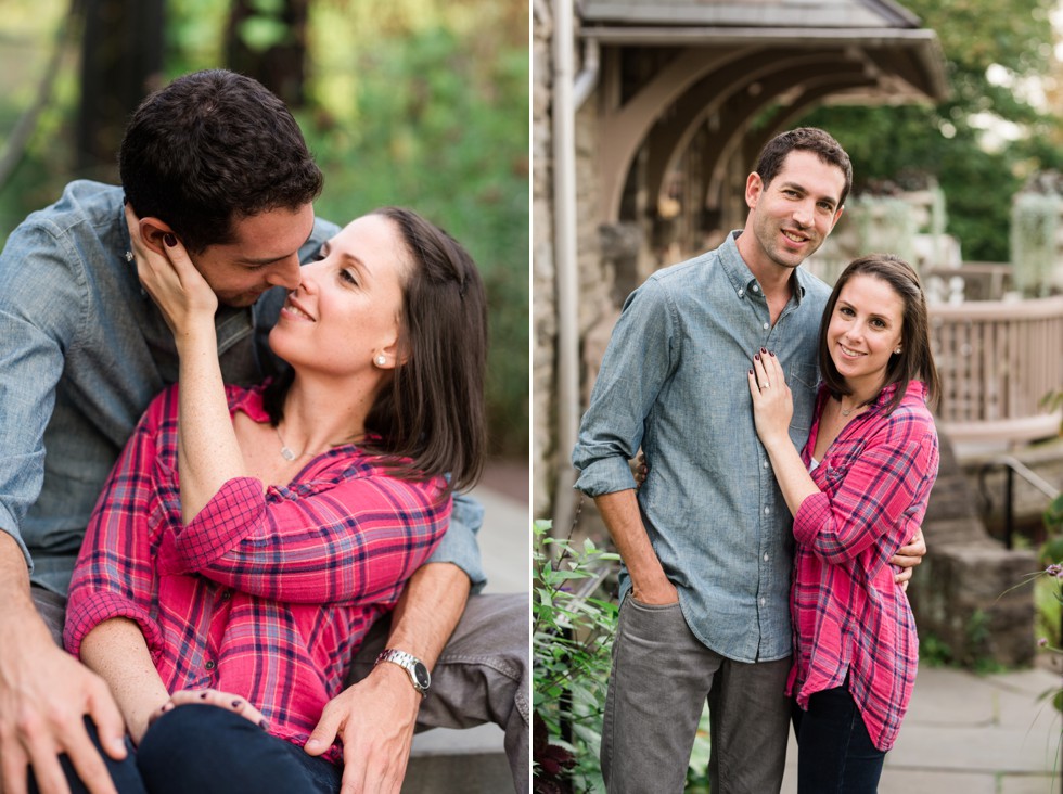 engagement photos at Pennock Flower Walk in Morris Arboretum of the University of Pennsylvania