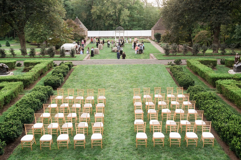 outdoor ceremony on the lawn of Tyler Gardens