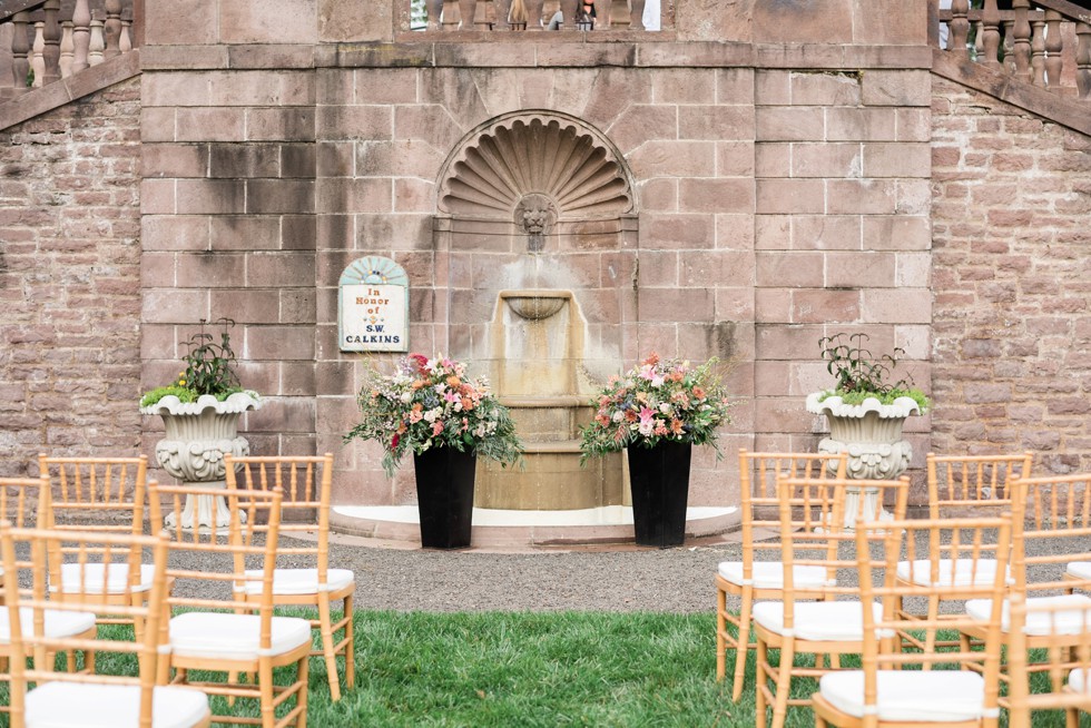 outdoor wedding ceremony setup at Tyler Gardens