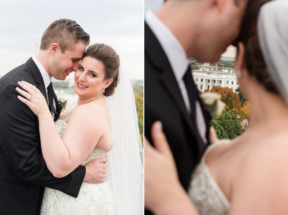 Wedding photos with Whitehouse in the background at The Hay Adams Hotel in DC