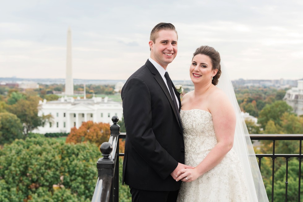 Lauryn Prattes Events - Wedding photos with Whitehouse in the background at The Hay Adams Hotel in DC