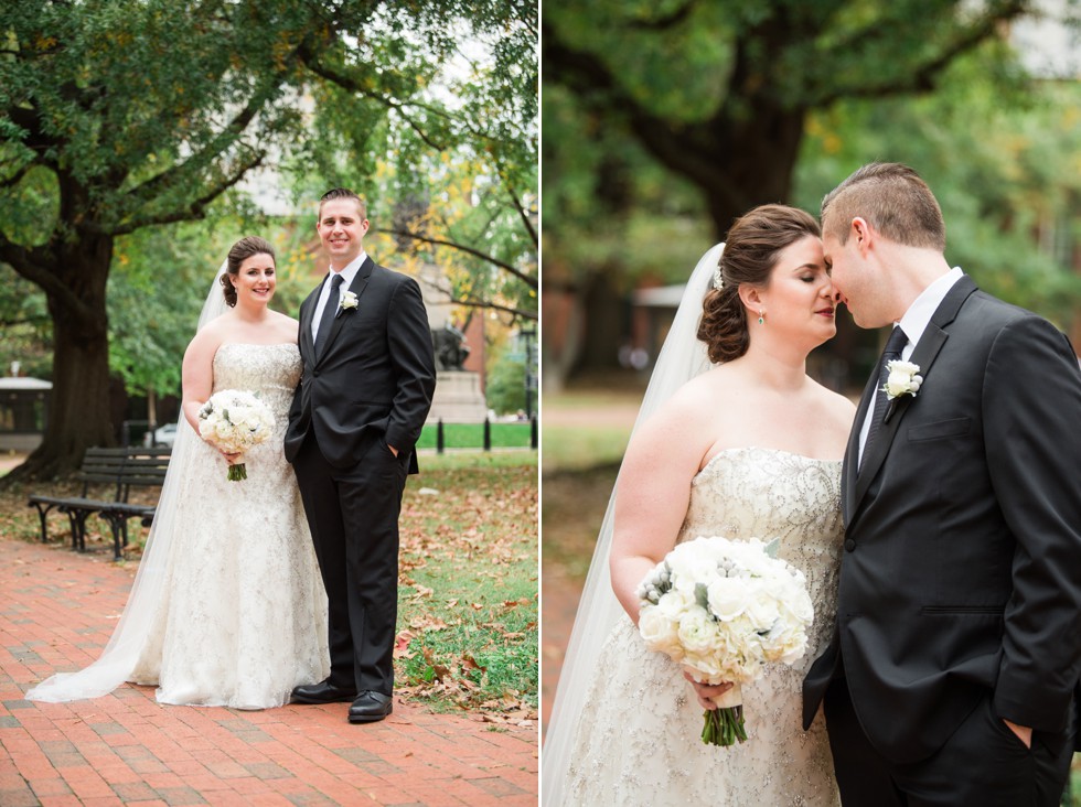 fall wedding photos in Lafayette Square 