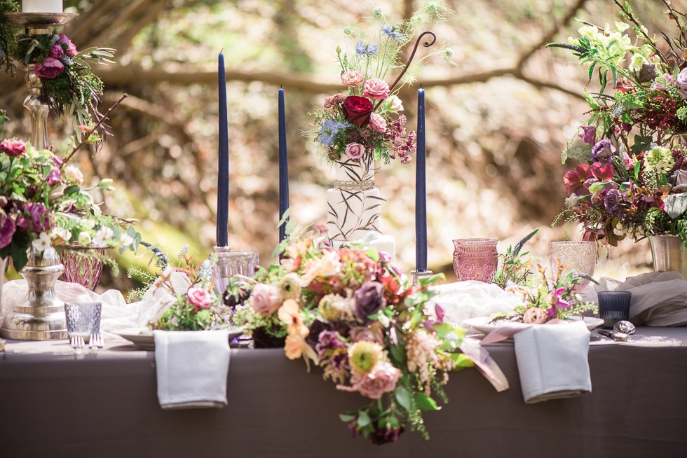 wedding cake on reception table