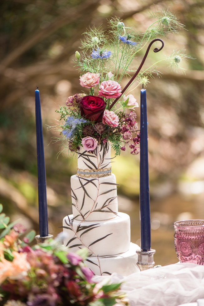 artistic wedding cake with flowers 