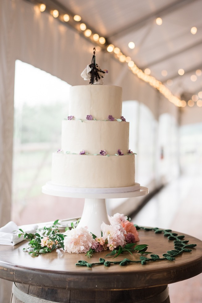 wedding cake at reception on stand