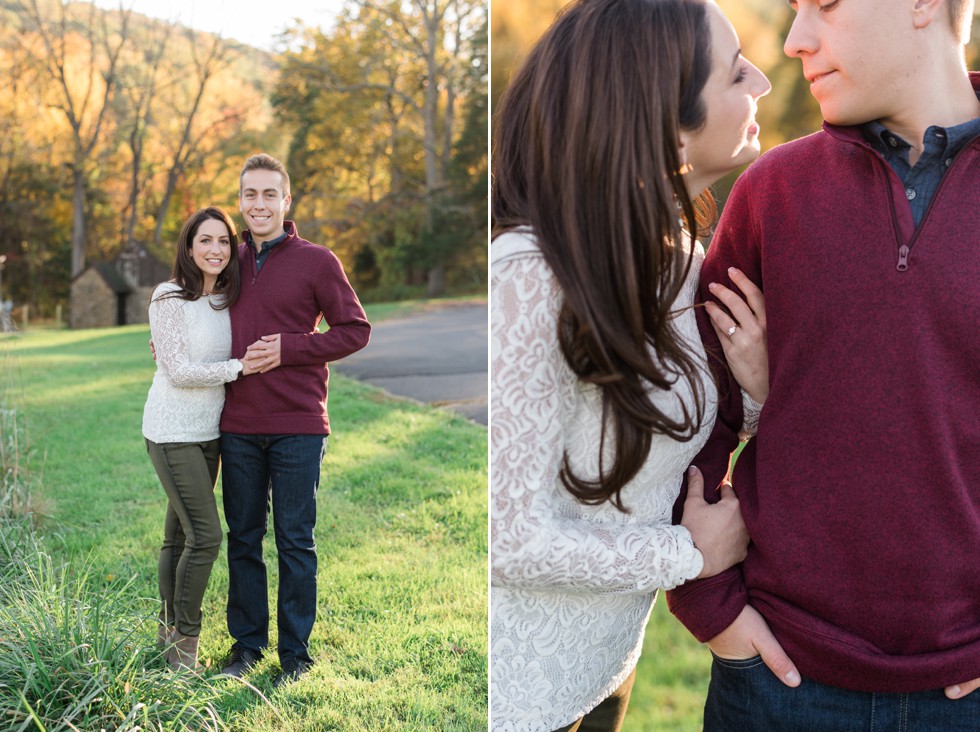 maroon sweater and white lace top