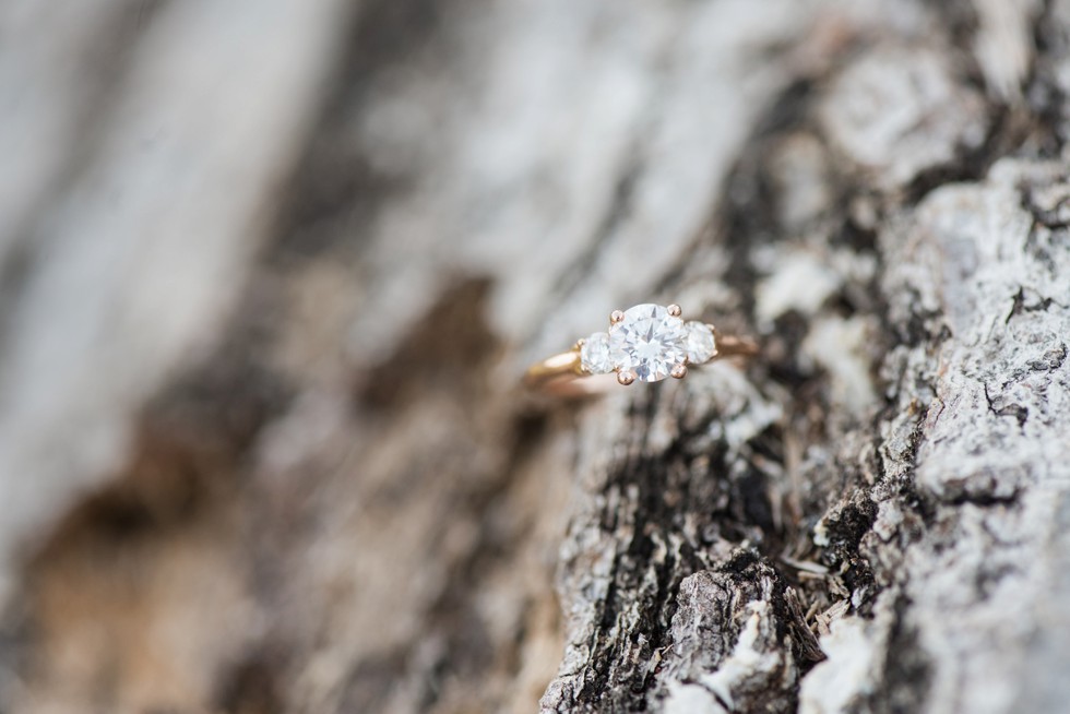 three diamond engagement ring rose gold