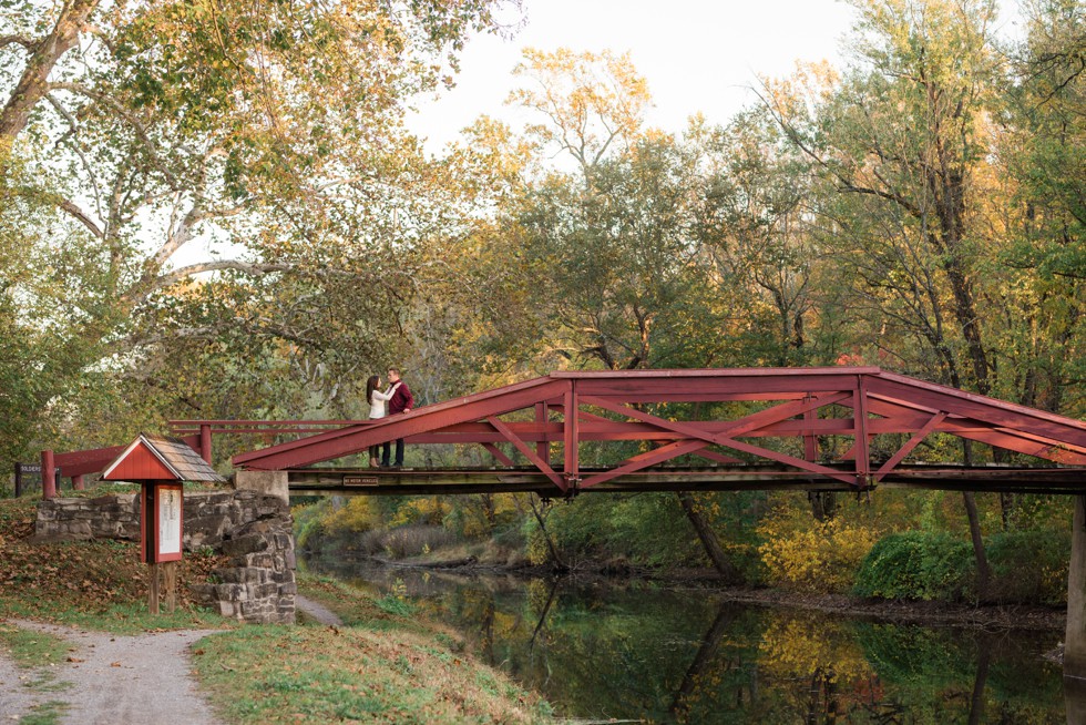 Autumn red bridge Washington Crossing Historic Park