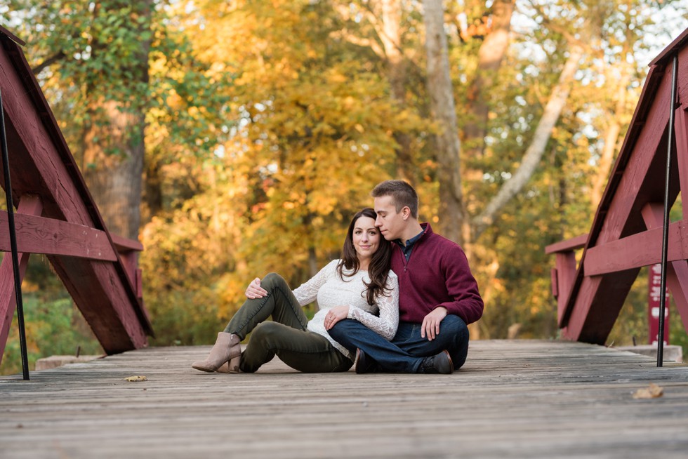 Autumn engagement Washington Crossing Historic Park