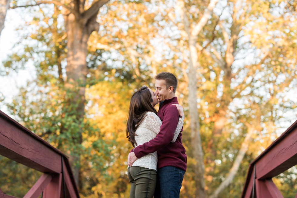 bright orange leaves Philadelphia engagement