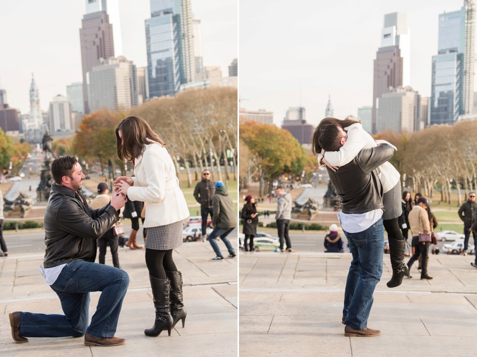 Fall weather Surprise proposal photos in Philadelphia