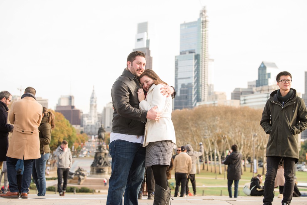 Philadelphia skyline surprise proposal