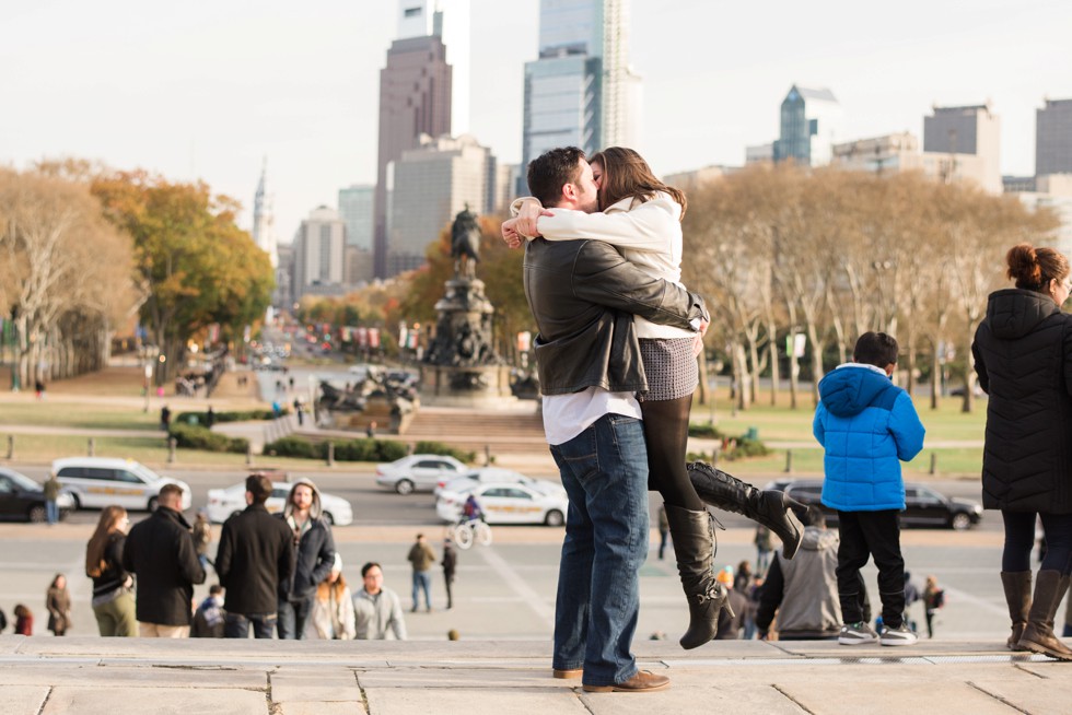 surprise engagement at rocky steps