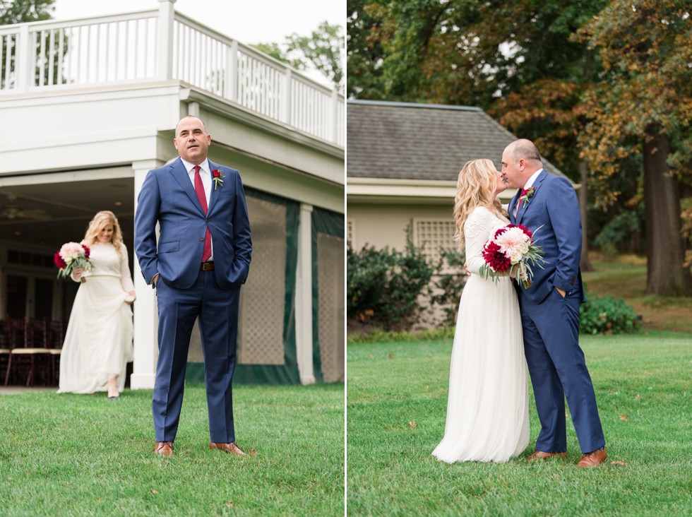 First look during the Fall wedding at Sunnybrook Golf Club 