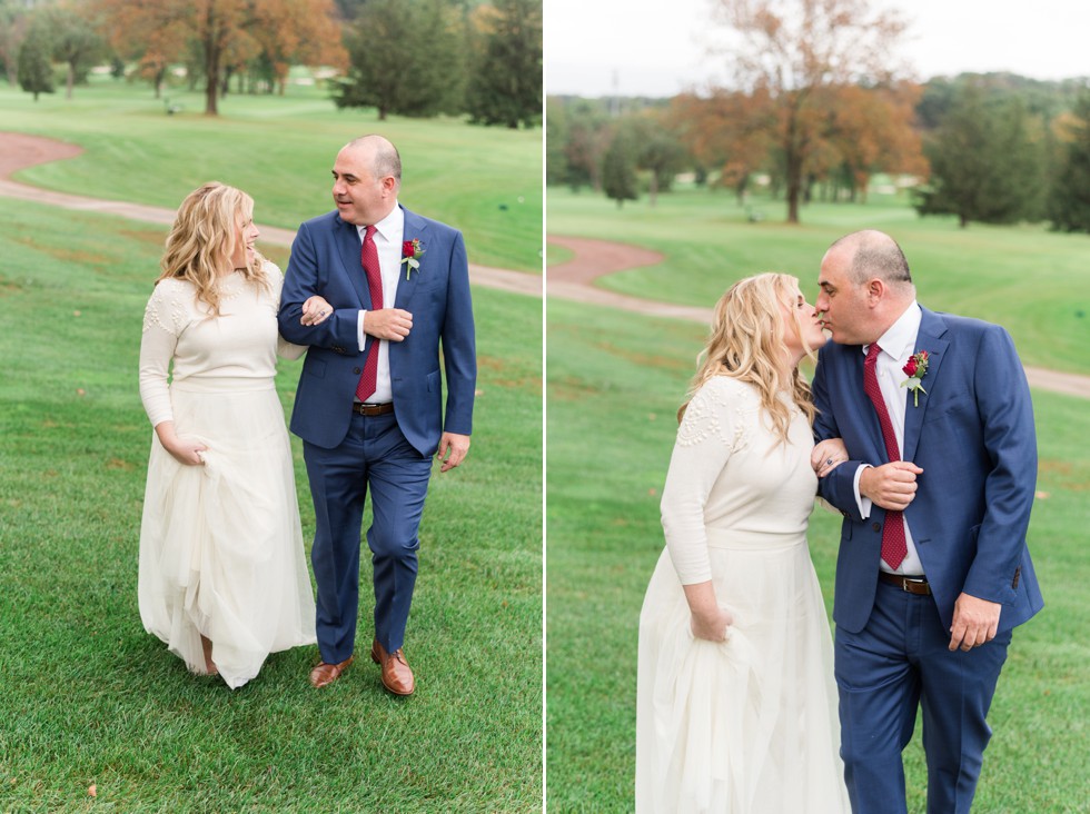 Jenny Yoo bride with Navy blue Suit Supply Groom tux