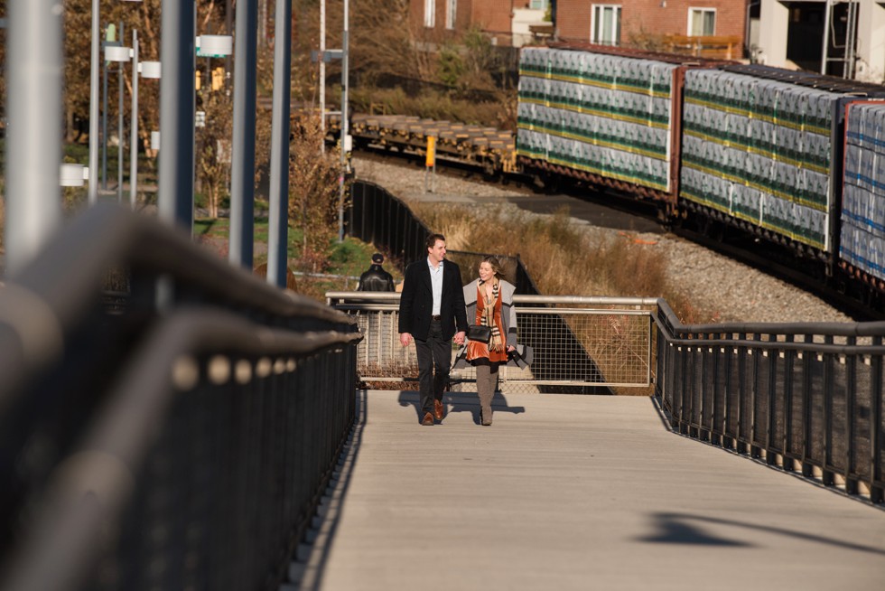 Schuylkill River trail bridge over train