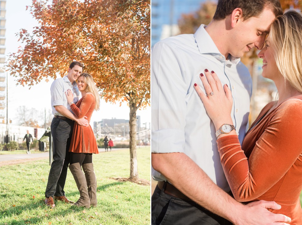 Schuylkill River trail fall engagement photos