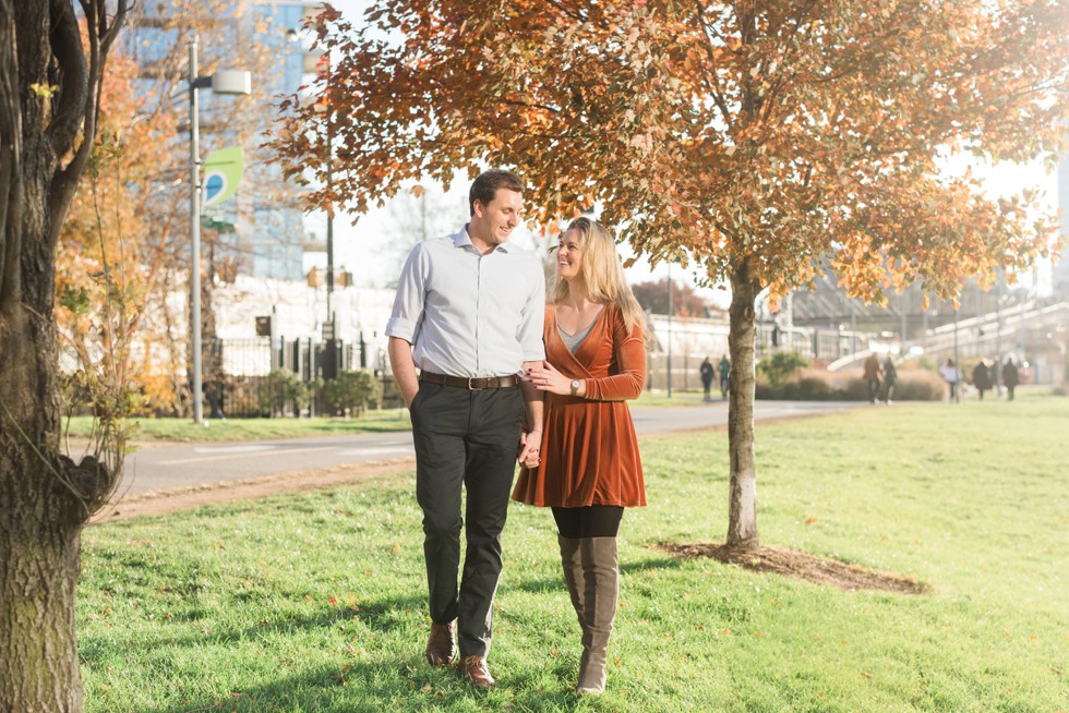 Schuylkill River trail fall engagement photos