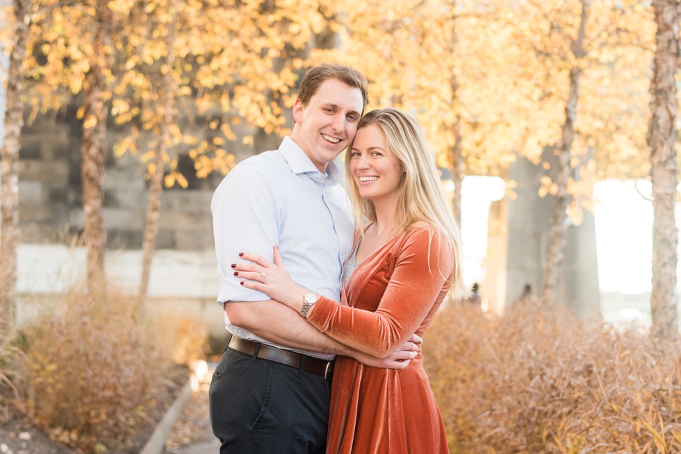 Schuylkill River park Philadelphia fall engagement photos