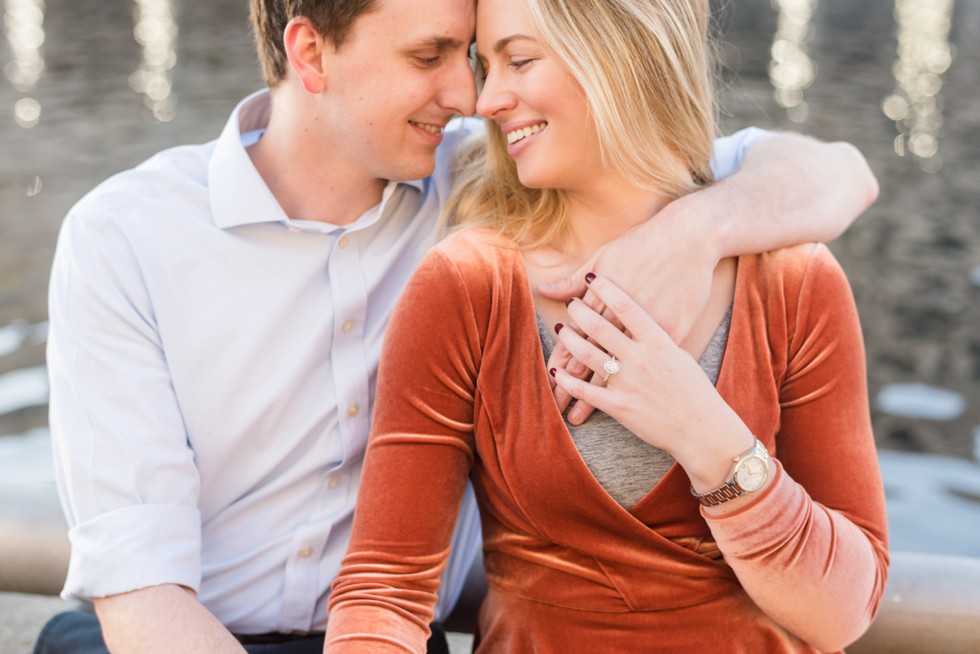 Schuylkill River park Philadelphia fall engagement photos