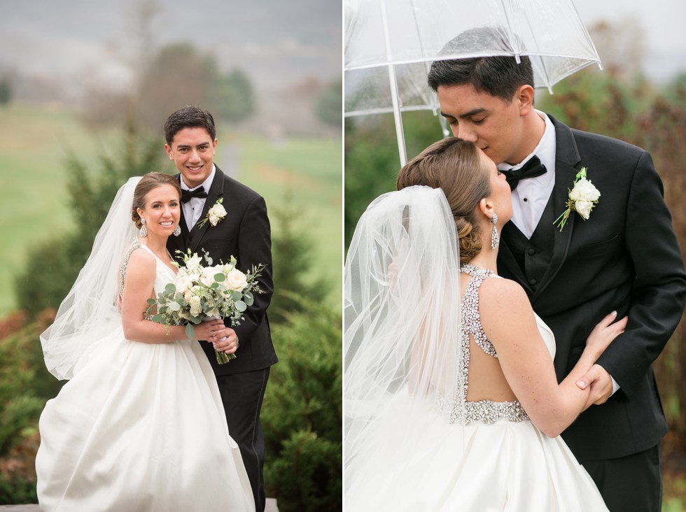 rainy winter wedding on mountain in Frederick