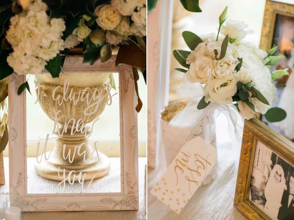 Gold and white magnolias wedding decoration by Wicked Willow Floral