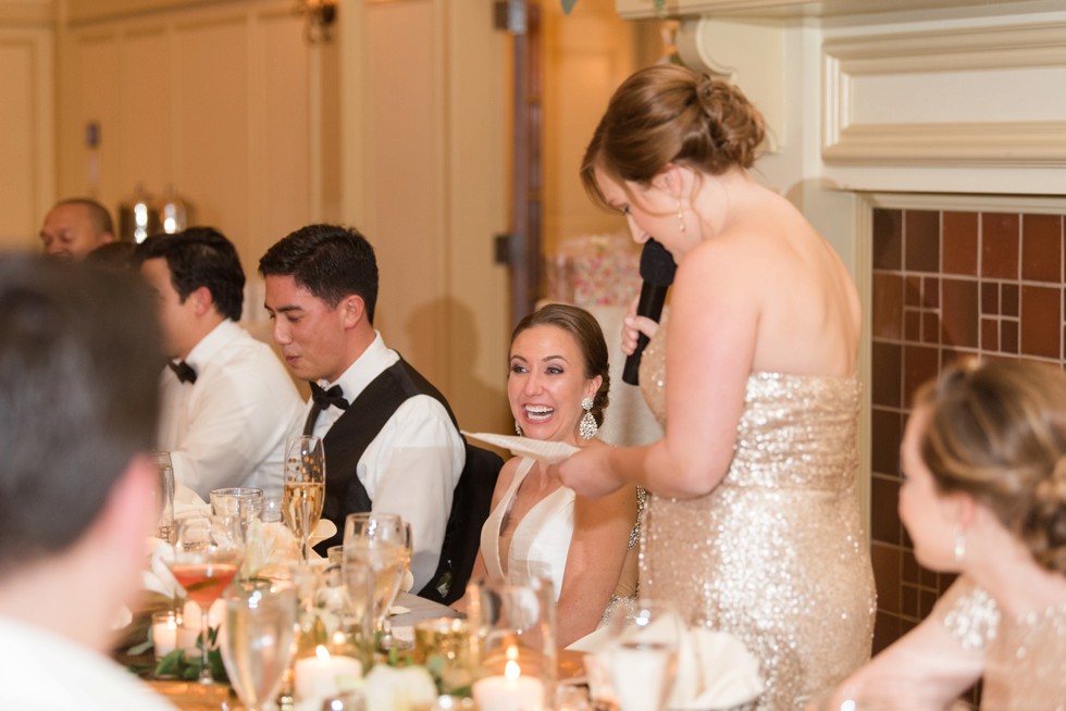 Musket Ridge Golf Club wedding toasts by bridesmaid