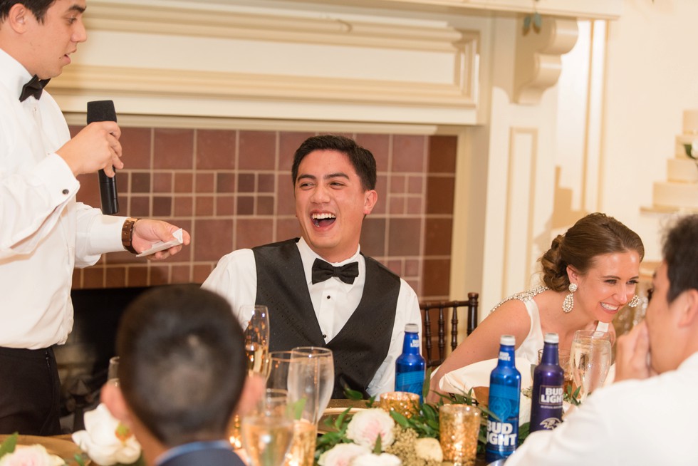 groom laughing at Musket Ridge Golf Club