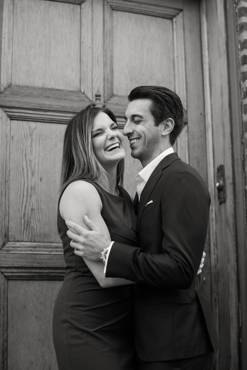 Fitler square engagement black and white photo