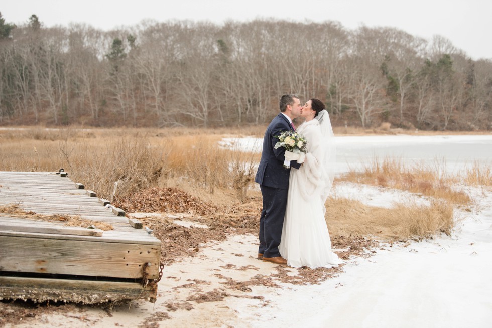 Snowy winter wedding at Waquoit Bay Cape Cod