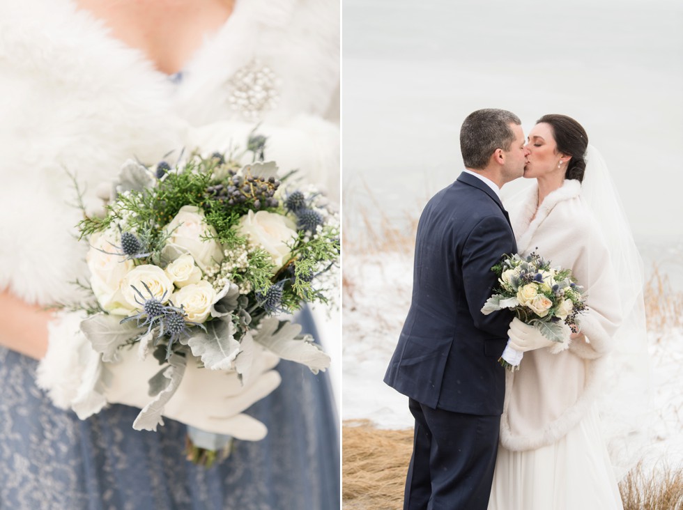 Snowy winter wedding at Waquoit Bay Cape Cod