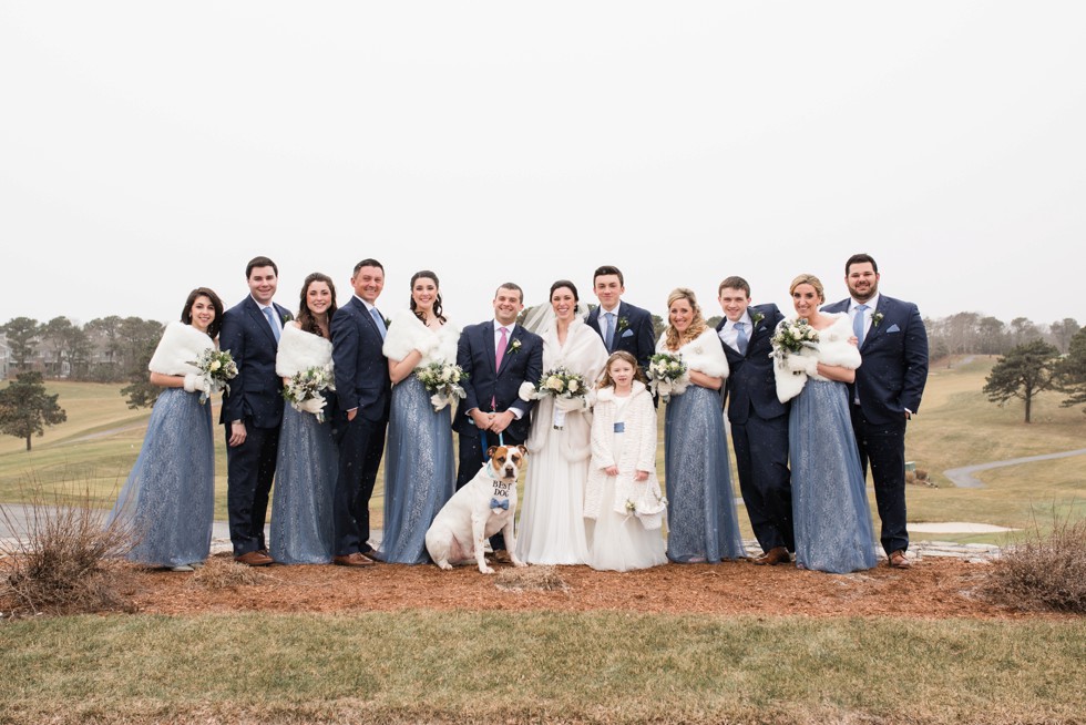 wedding party and dog