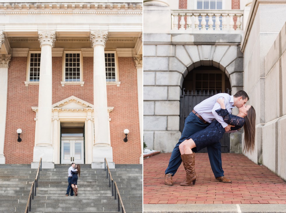 lace navy dress engagement outfit