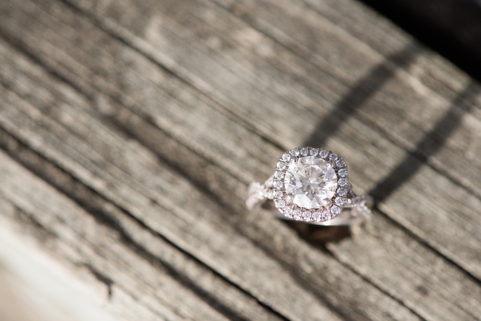 engagement ring on a dock