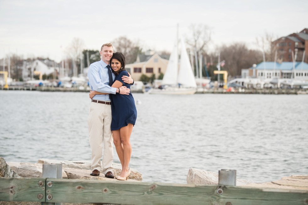 Annapolis waterfront engagement sailboat