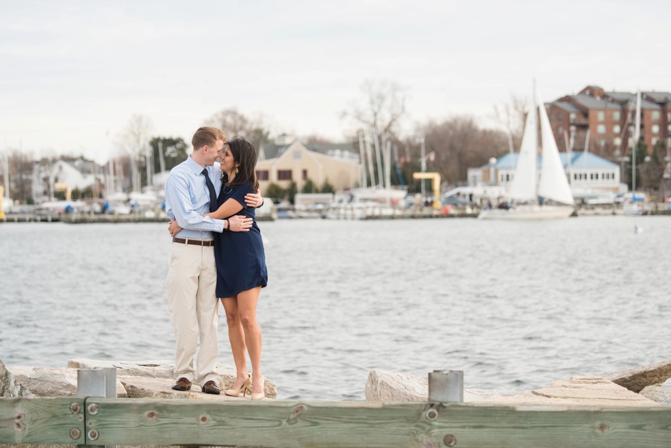 Annapolis waterfront engagement sailboat