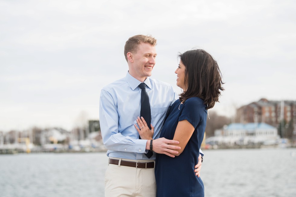 Annapolis waterfront engagement sailboat