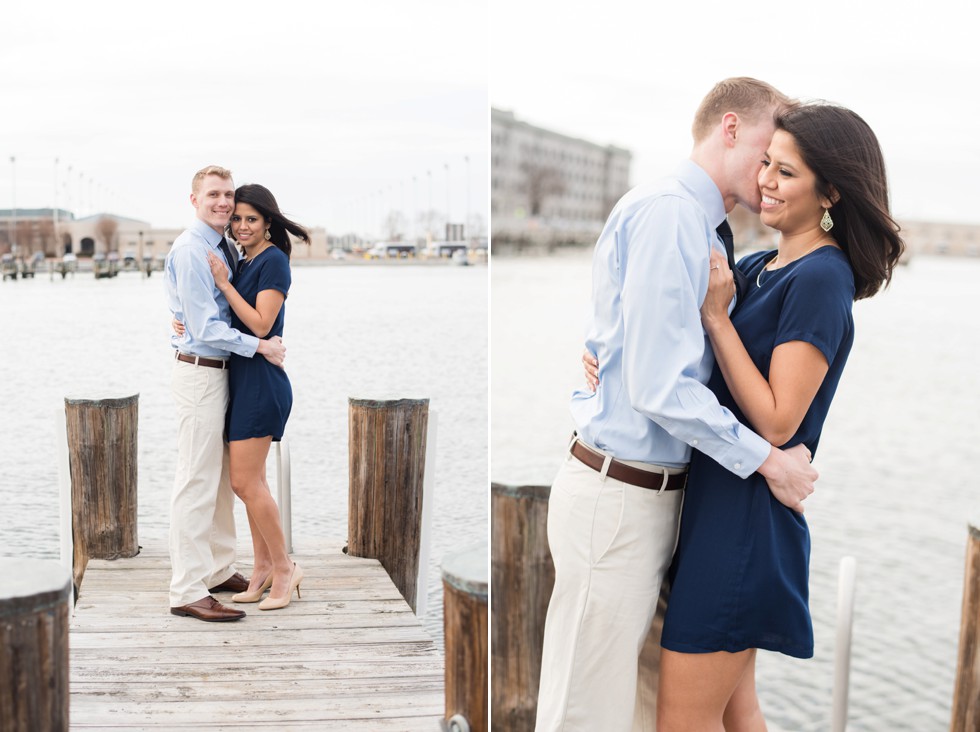 US Naval Academy engagement photographs on a boat