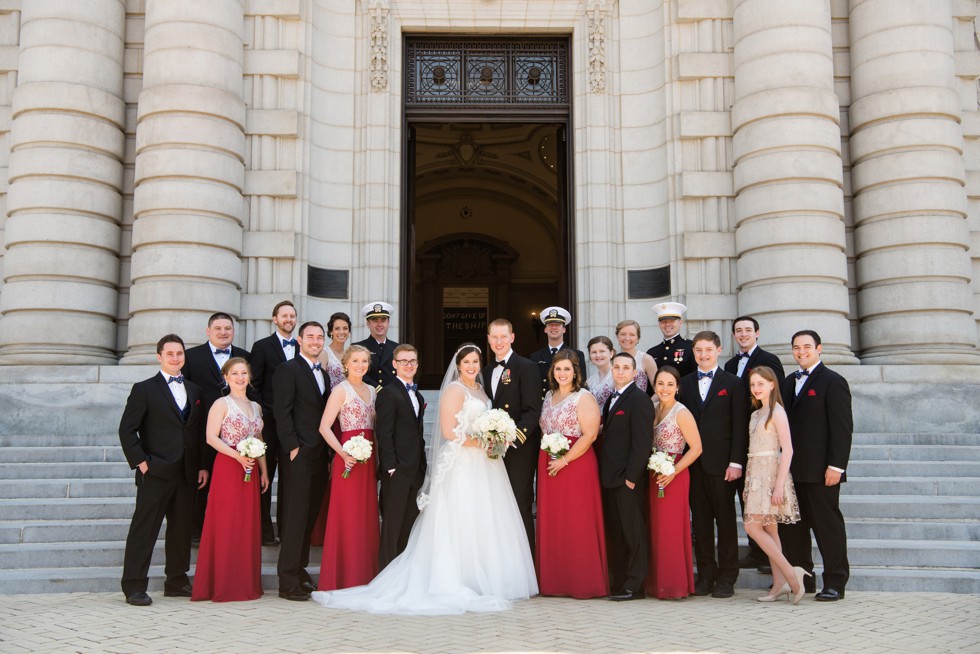 US Naval Academy Bancroft Hall wedding party photo